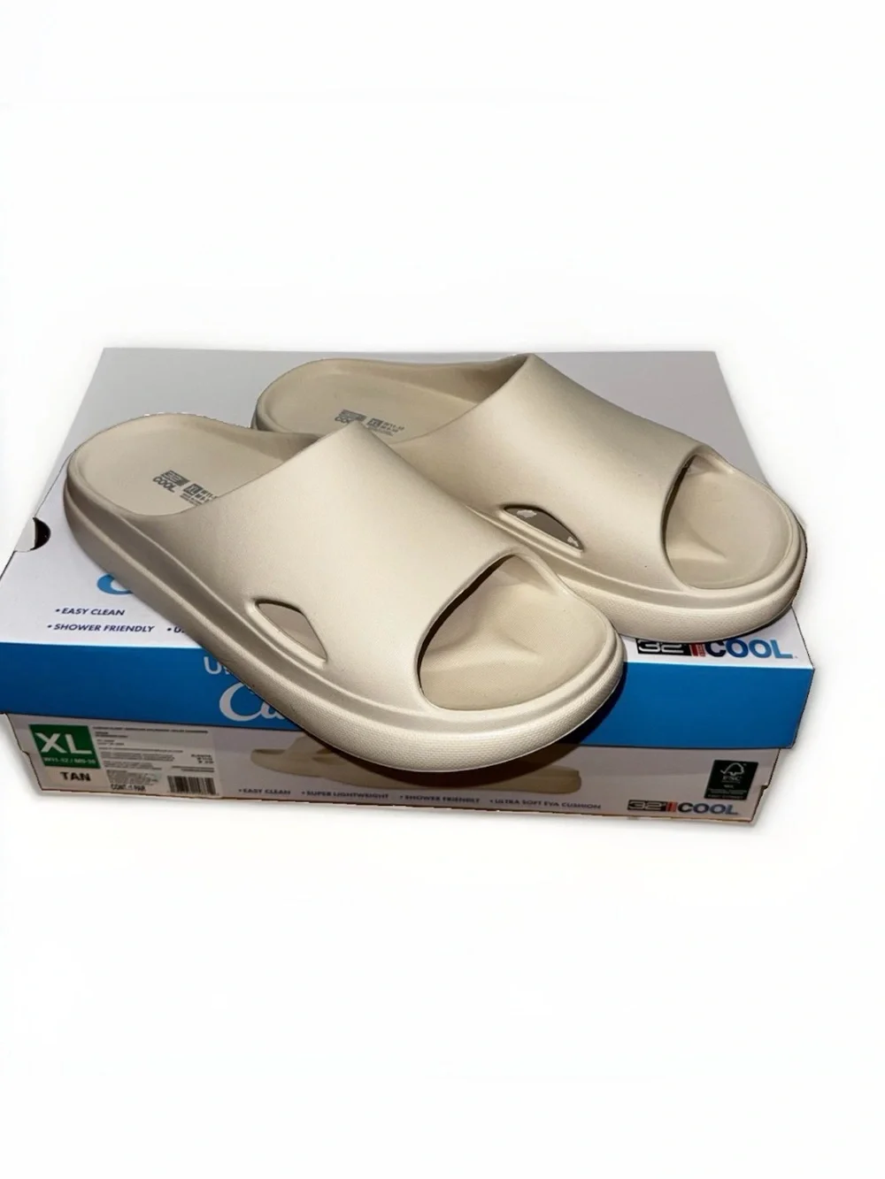 32 Degrees Cool Cushioned Slide Sandals Tan Women's Size: W11-12 / M9-10 , New